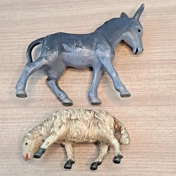 Vtg Nativity Set 9 Figurines Germany Christmas Jesus Mary Joseph Wise Men Lamb - Picture 8 of 9